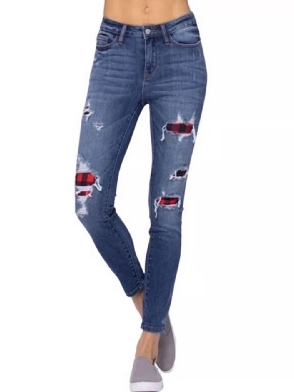 Judy Blue Buffalo Plaid Skinny Jeans - Size 24